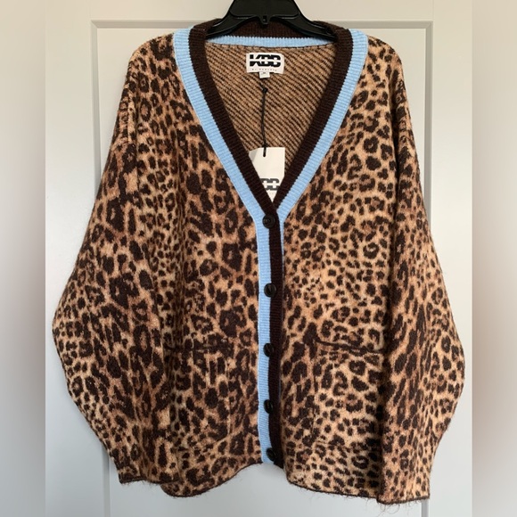KBB by KAHLANA Women's 'The Slouchy Cardigan' - Tan Leopard Medium - Picture 13 of 16